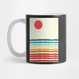 Abstract Minimalist Retro Sea Shore Sunset Beach Landscape Graphic Illustration Mug